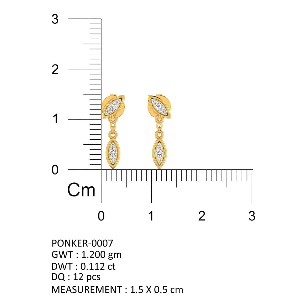 Elegant Marquise Leaf Diamond Drop Earrings