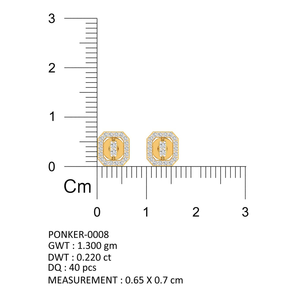 Royal Octagonal Halo Diamond Stud Earrings