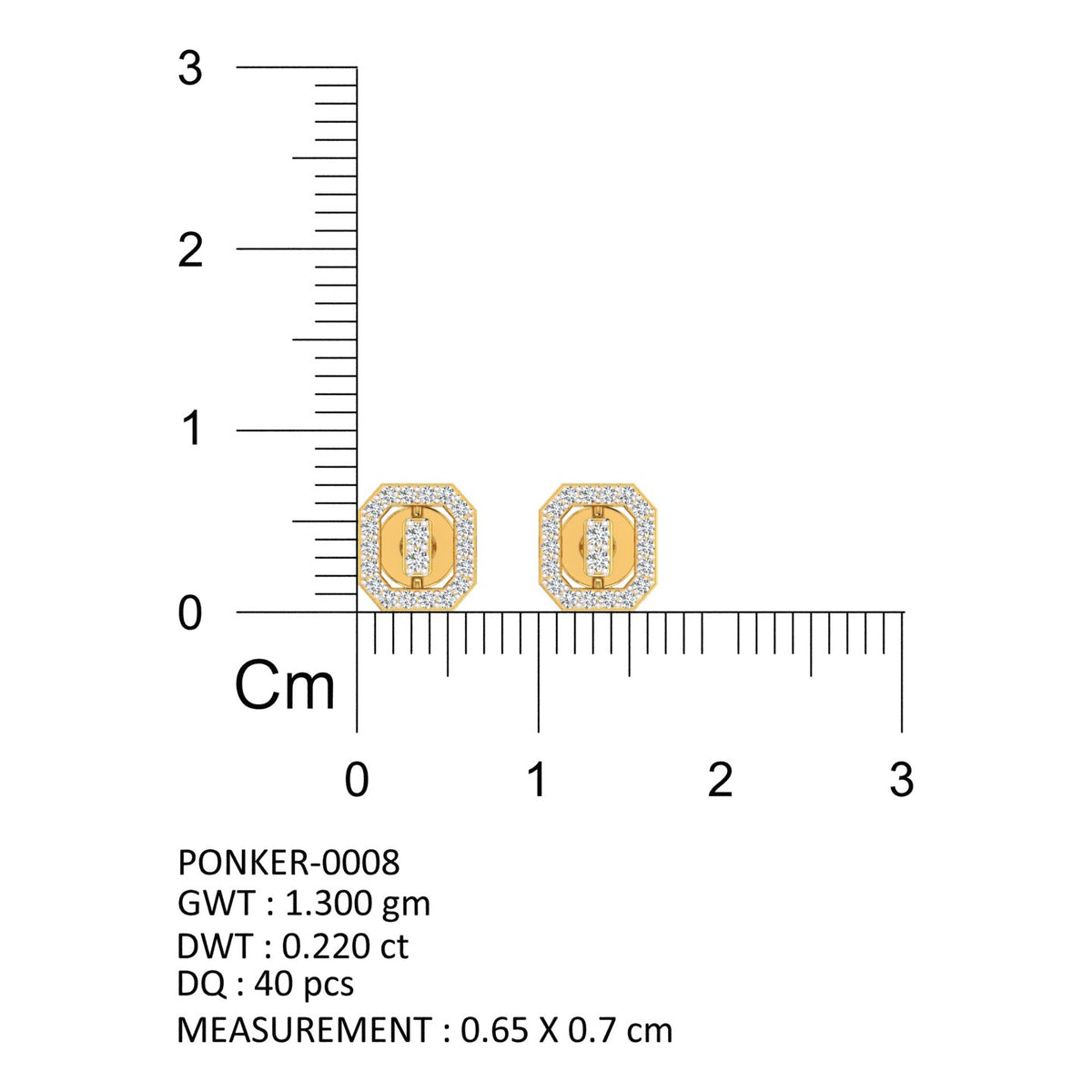 Royal Octagonal Halo Diamond Stud Earrings