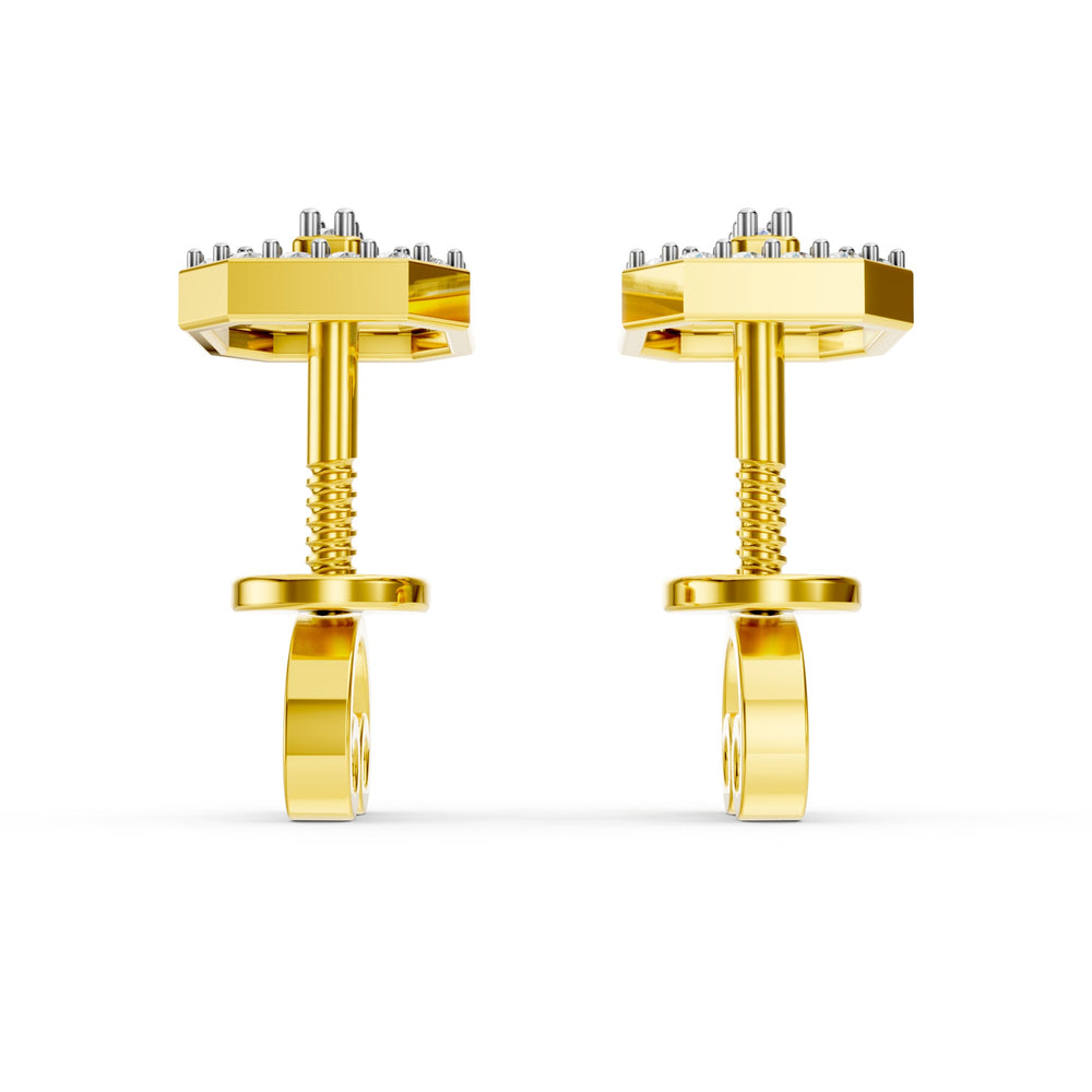 Royal Octagonal Halo Diamond Stud Earrings