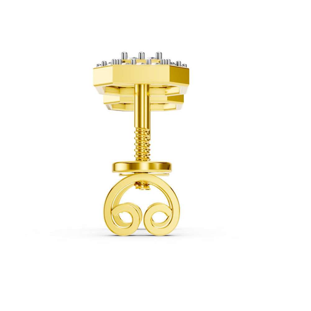 Royal Octagonal Halo Diamond Stud Earrings