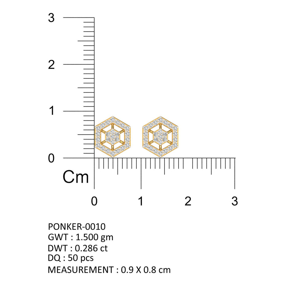 Royal Hexagon Starburst Diamond Stud Earrings