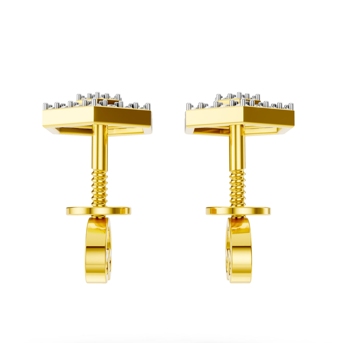 Royal Hexagon Starburst Diamond Stud Earrings