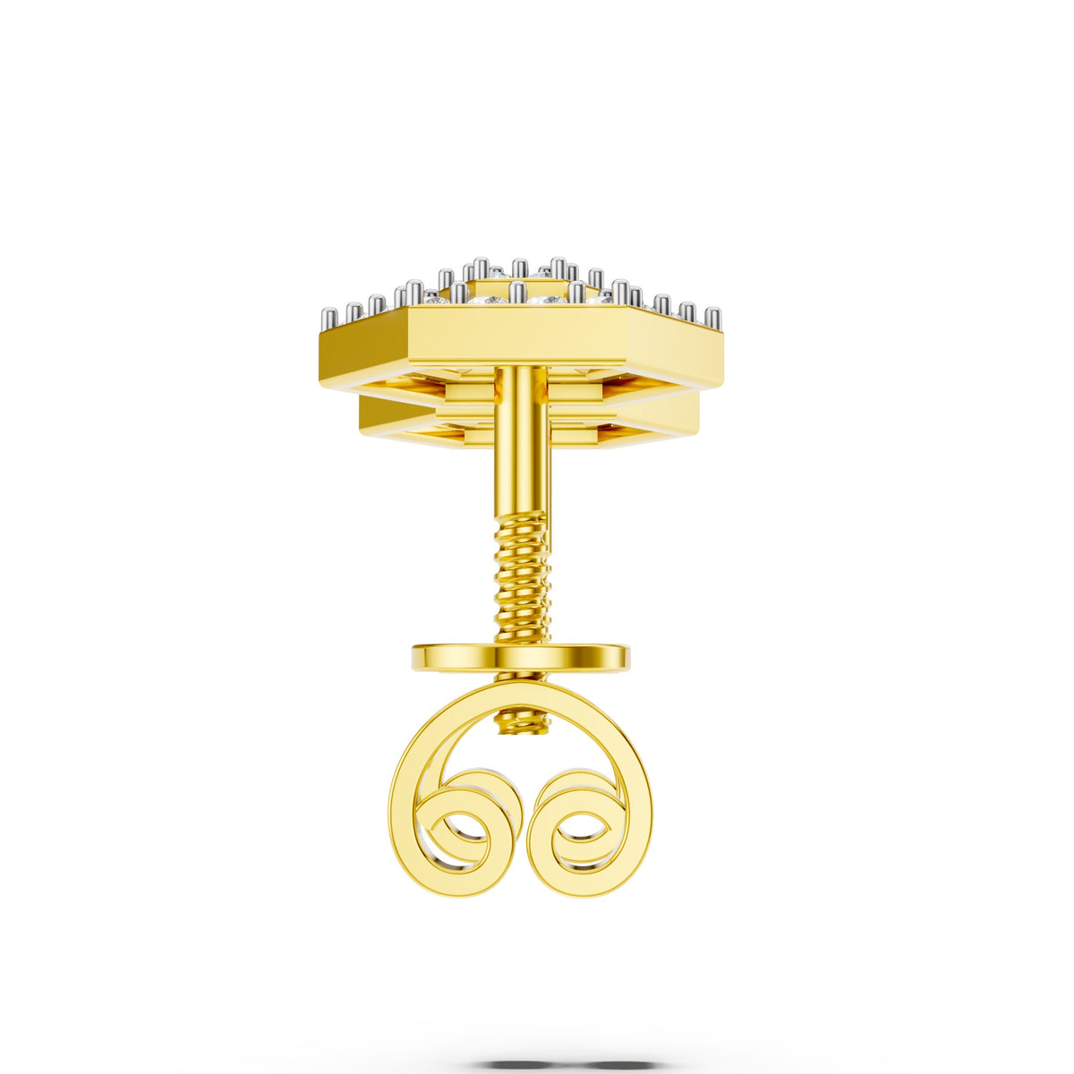 Royal Hexagon Starburst Diamond Stud Earrings