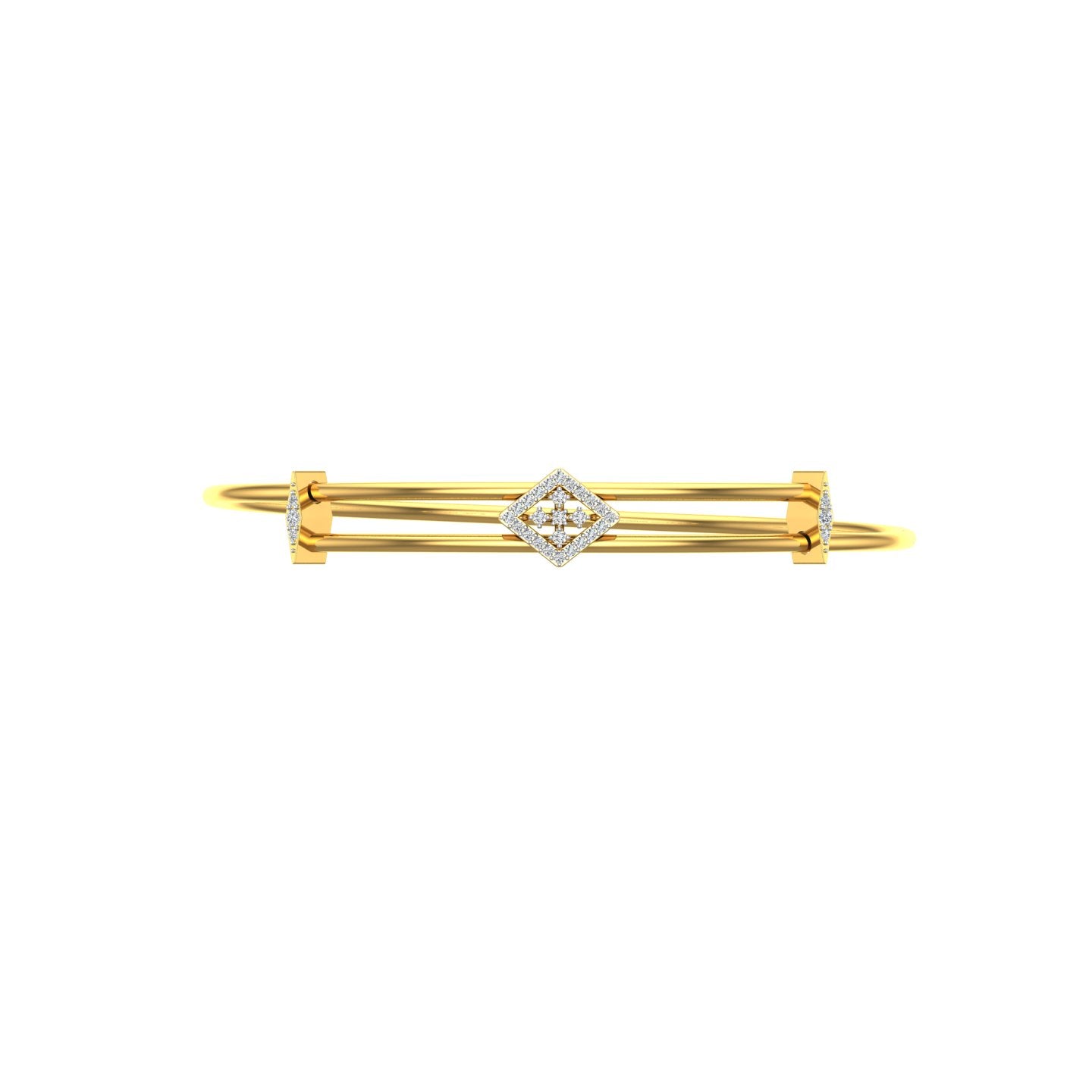 Geometric Diamond Open Cuff Bangle