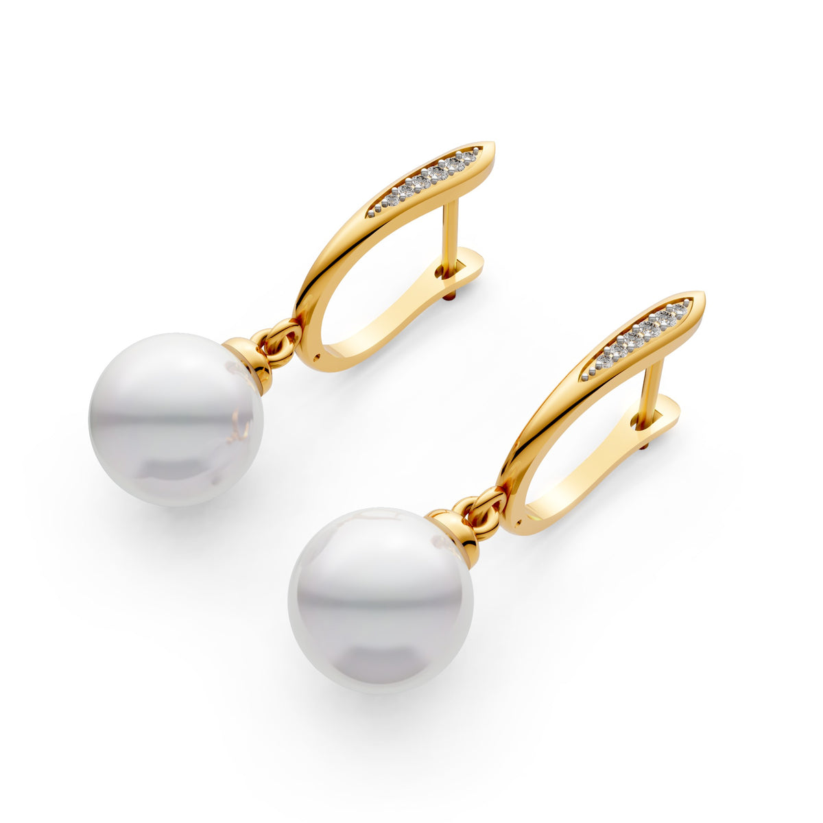 Pearl Leaf Diamond Drop Earrings