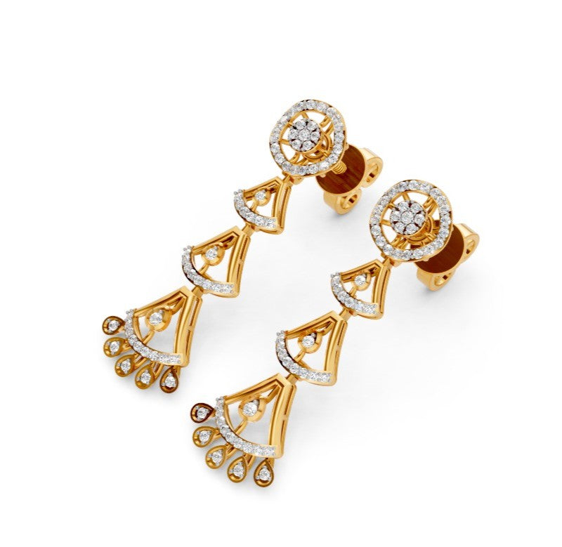 Radiant Cascade Diamond Net Earrings