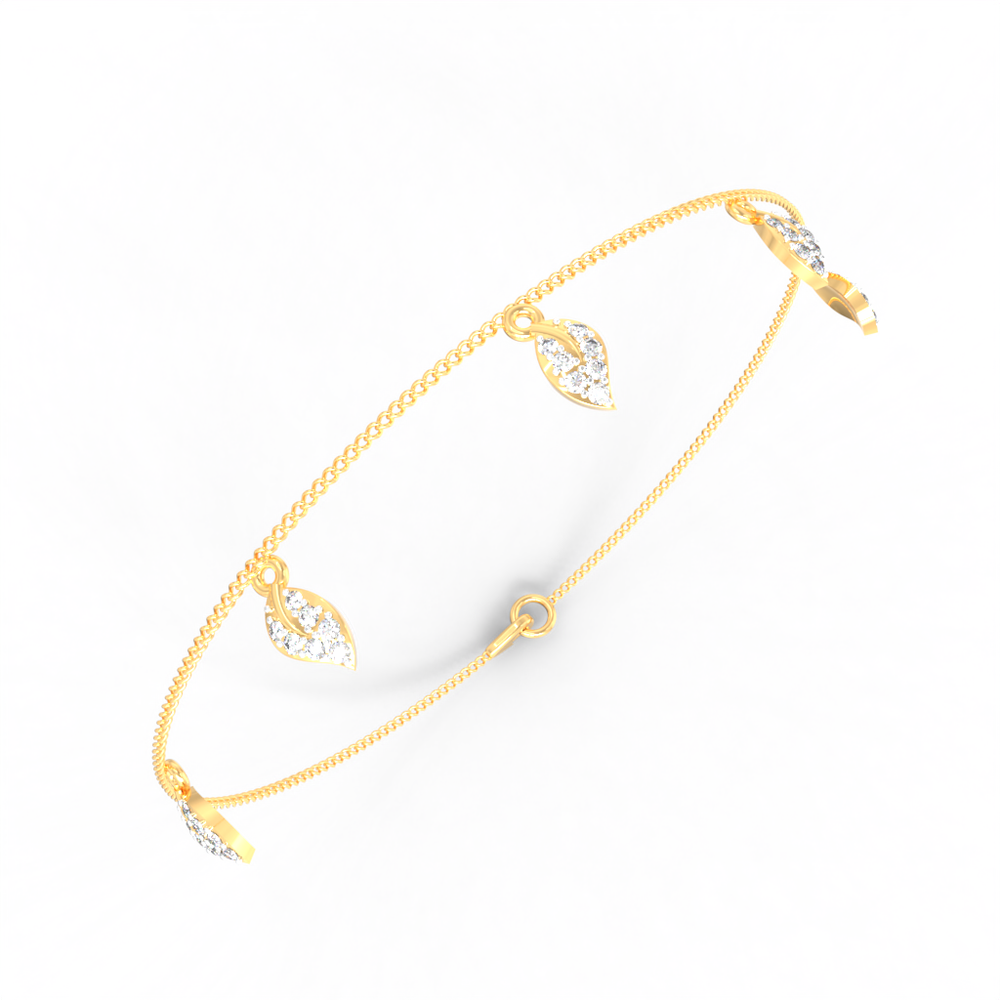 Leaf Cascade Diamond Chain Bracelet