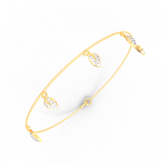 Leaf Cascade Diamond Chain Bracelet