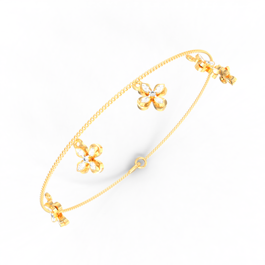 Floral Charm Diamond Chain Bracelet