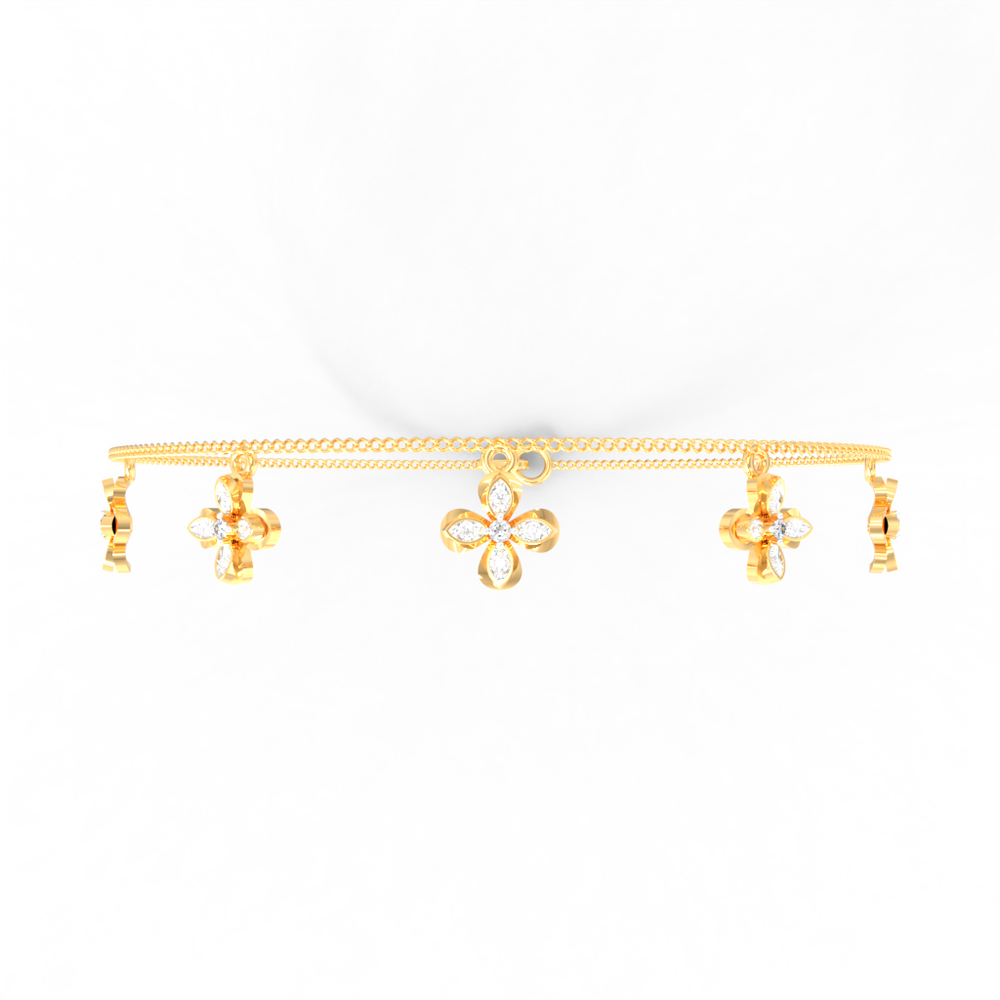 Floral Charm Diamond Chain Bracelet
