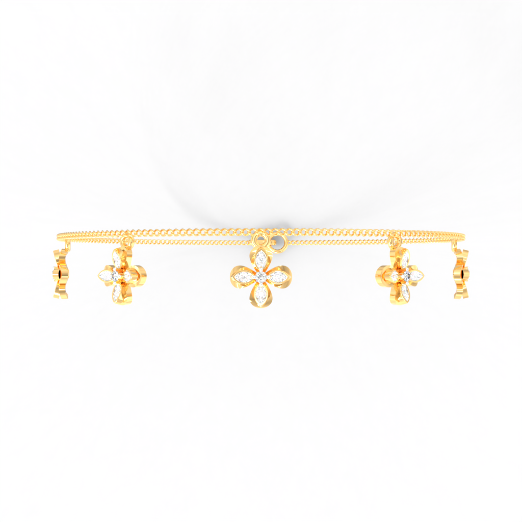 Floral Charm Diamond Chain Bracelet