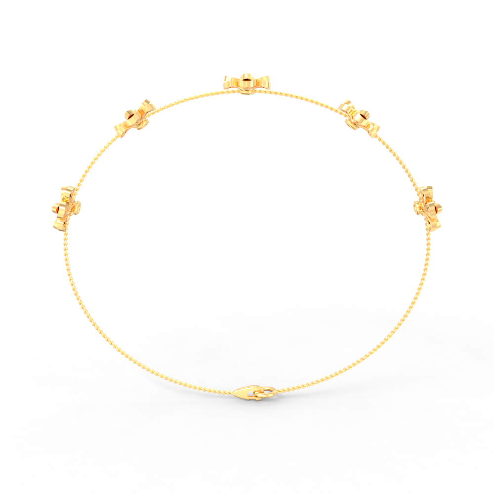 Floral Charm Diamond Chain Bracelet