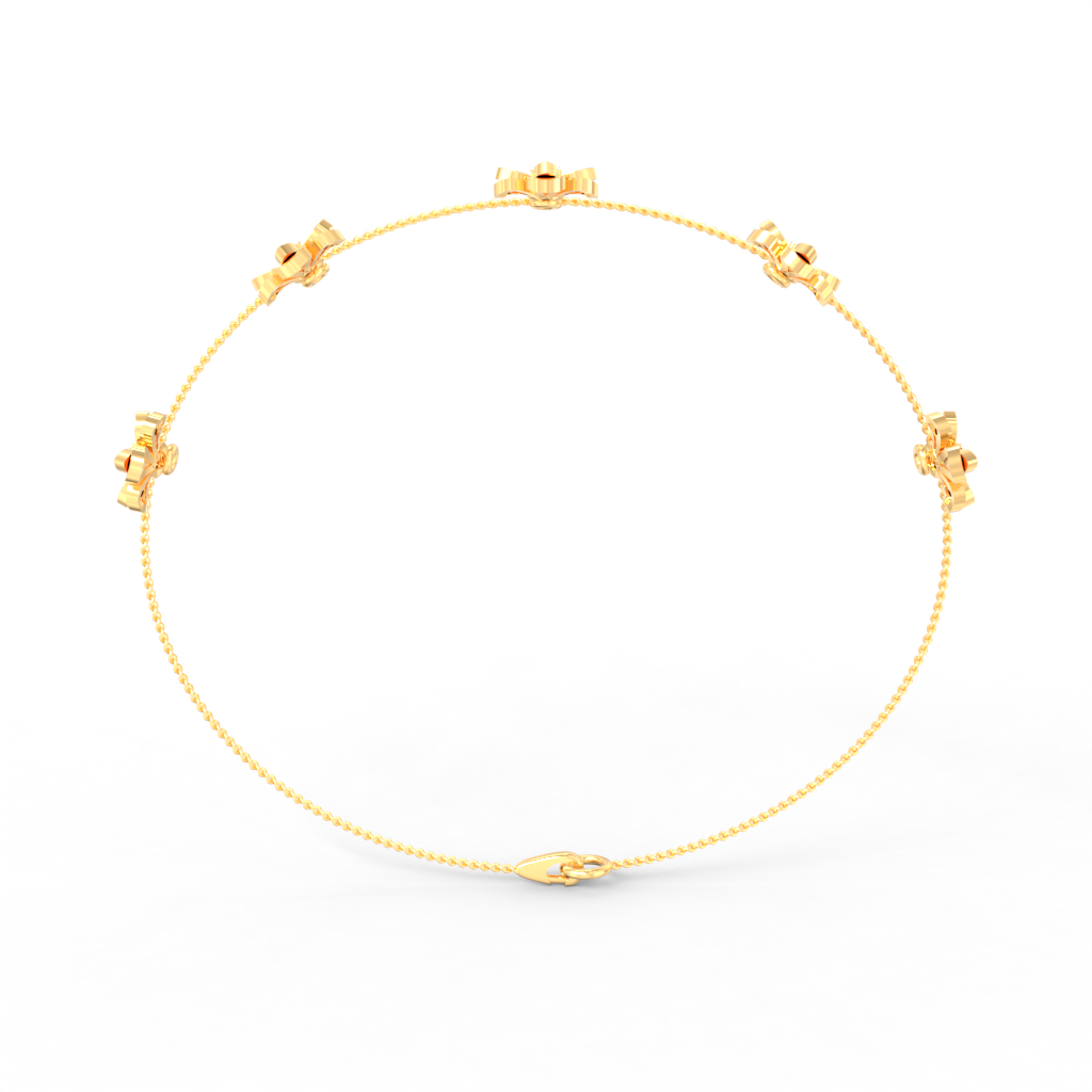 Floral Charm Diamond Chain Bracelet