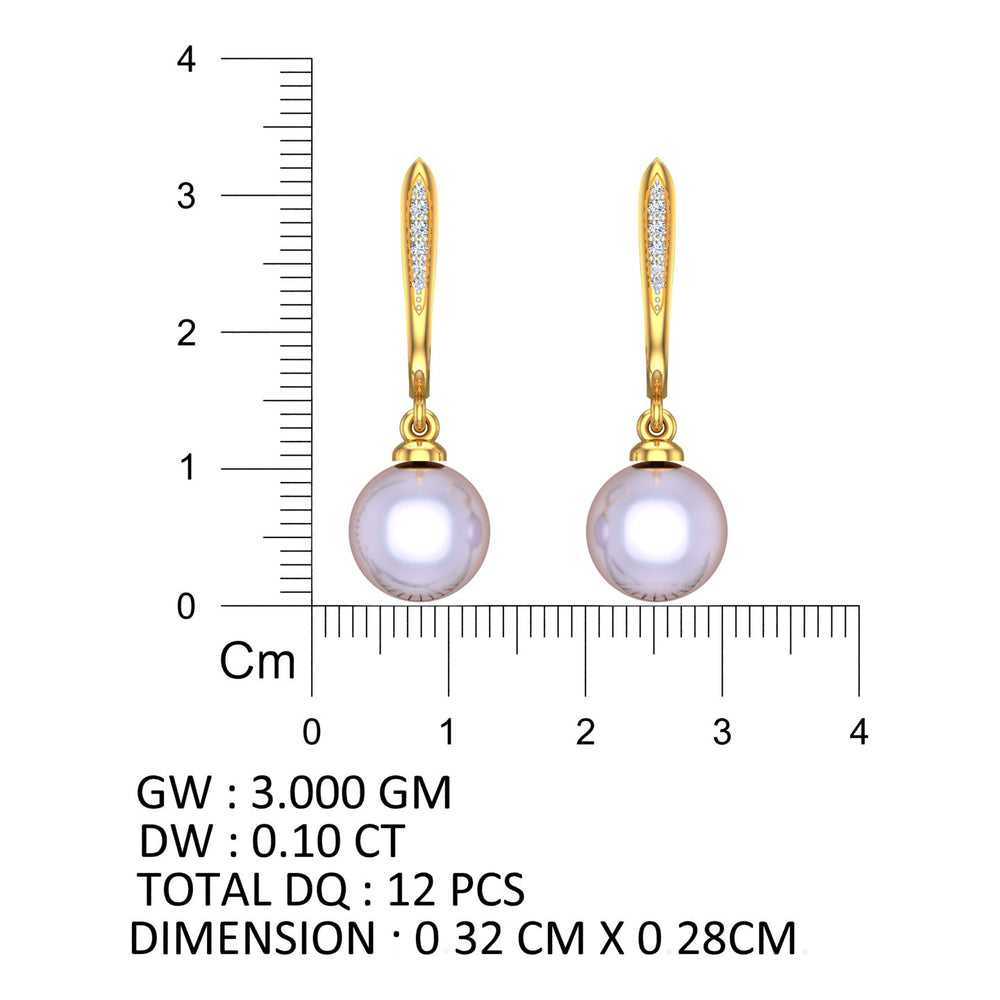 Pearl Leaf Diamond Drop Earrings
