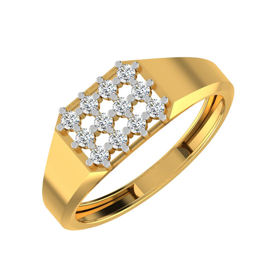 Diamond Crest Signet Ring