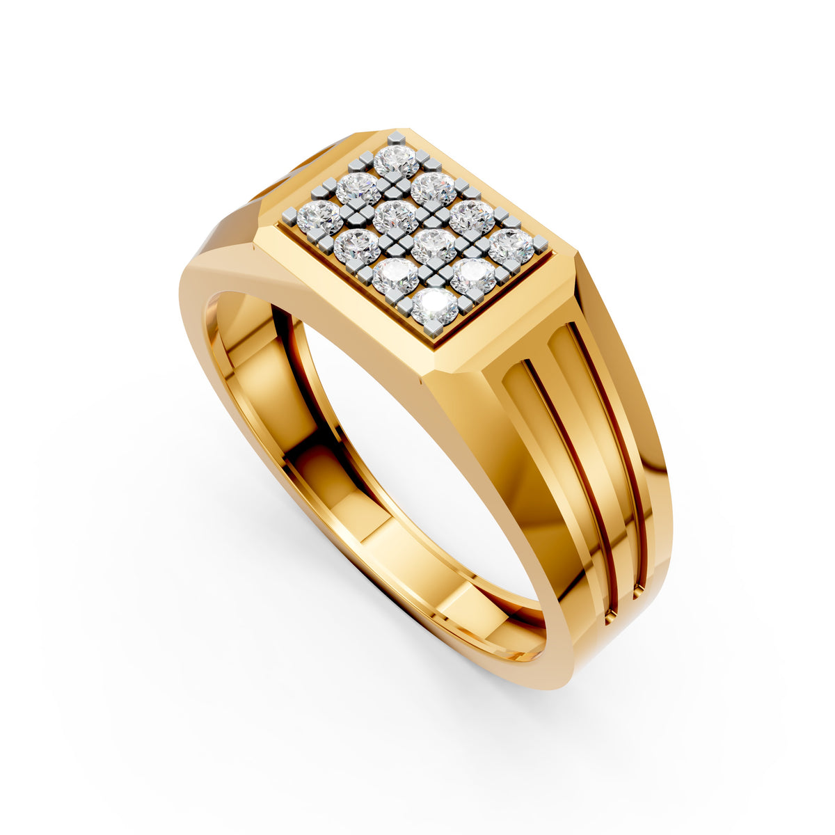 Royal Grid Diamond Gents Ring