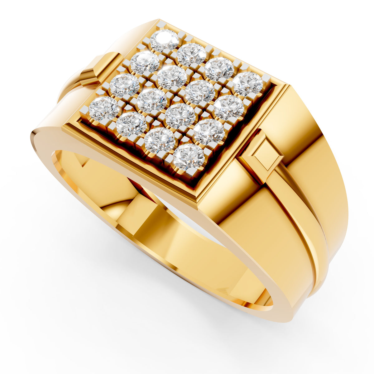 Royal Grid Diamond Gents Ring