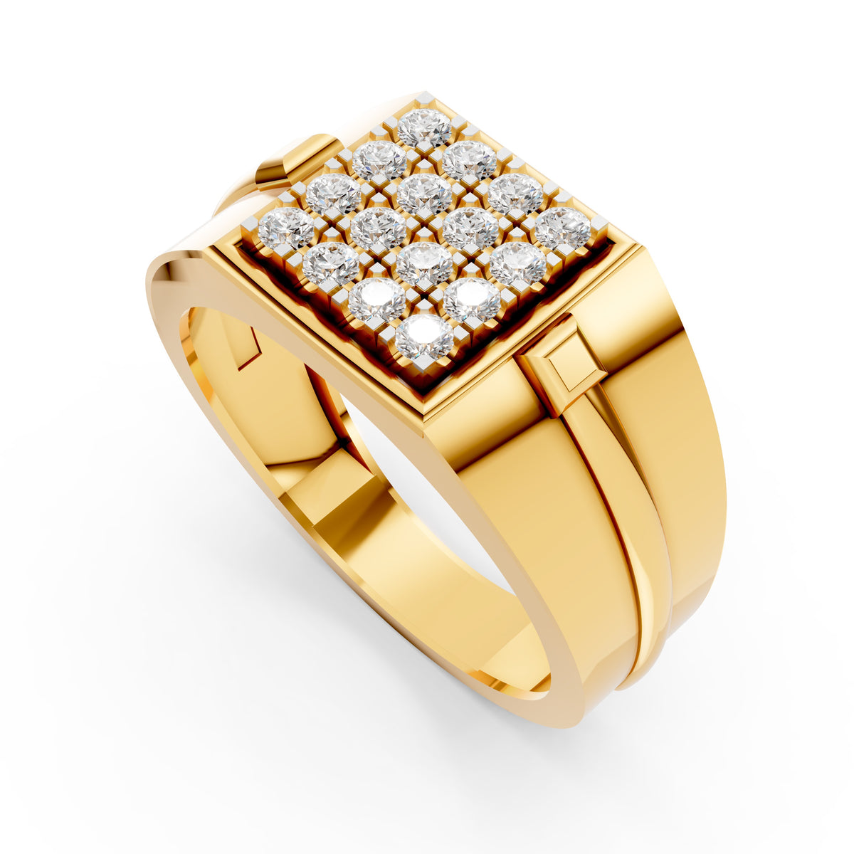 Royal Grid Diamond Gents Ring