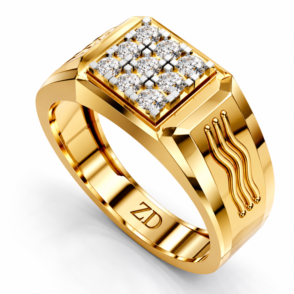 Royal Wave Diamond Gents Ring