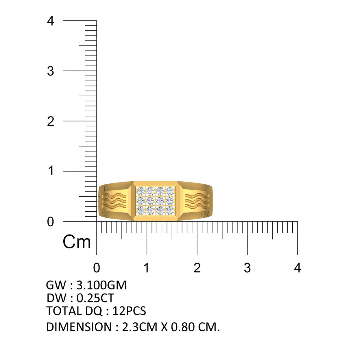 Royal Wave Diamond Gents Ring