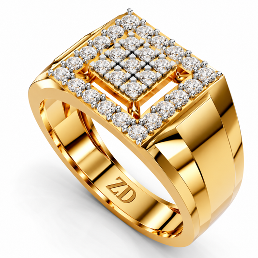 Imperial Square Halo Diamond Gents Ring
