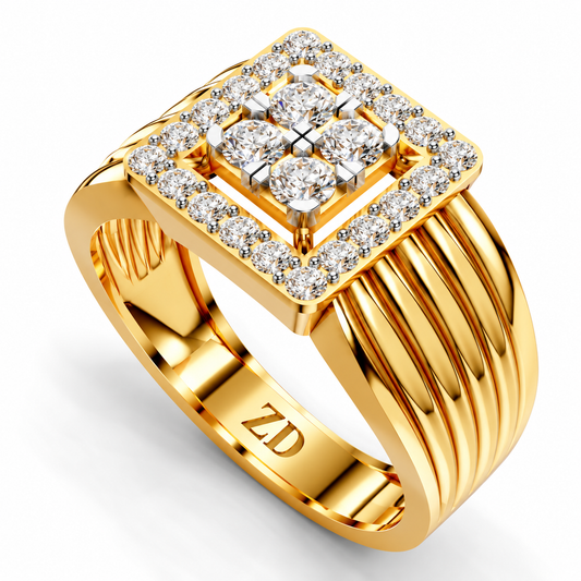 Royal Grid Diamond Gents Ring