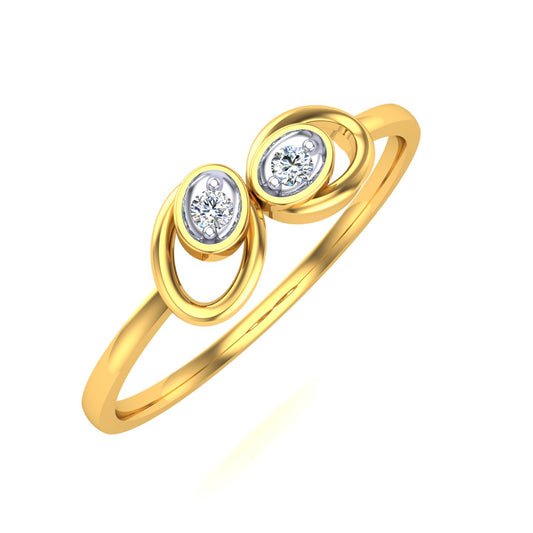 Concentric Twin Oval Bypass Diamond Ring