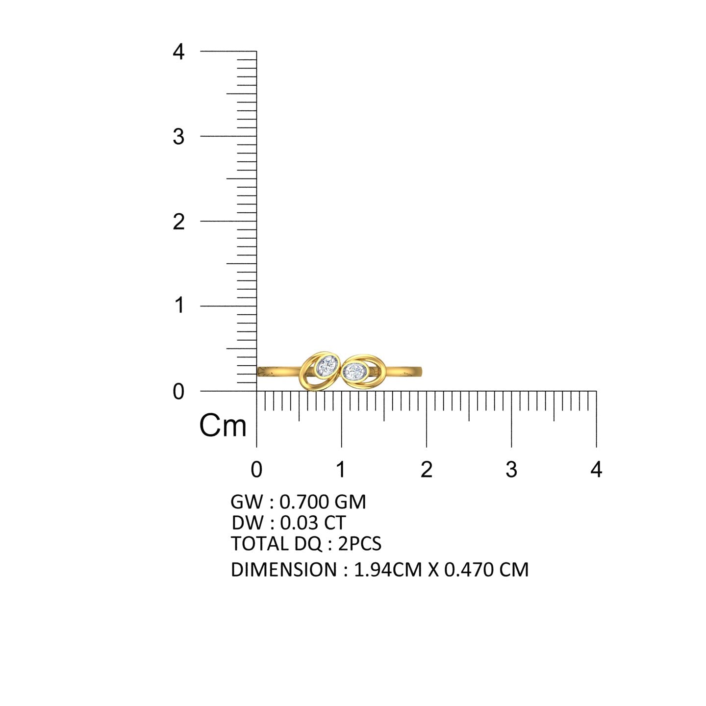 Concentric Twin Oval Bypass Diamond Ring