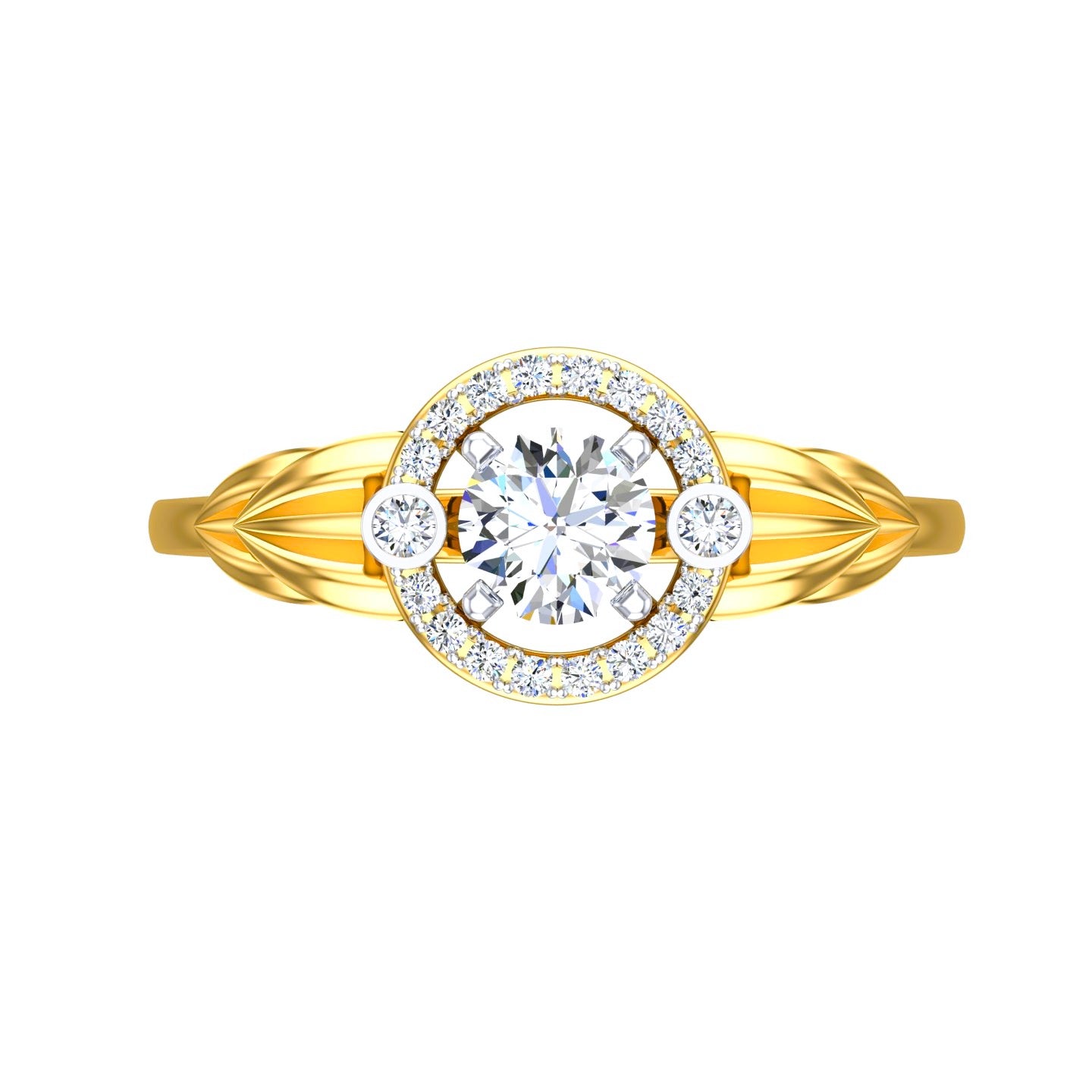 Aurora Halo Solitaire Ring