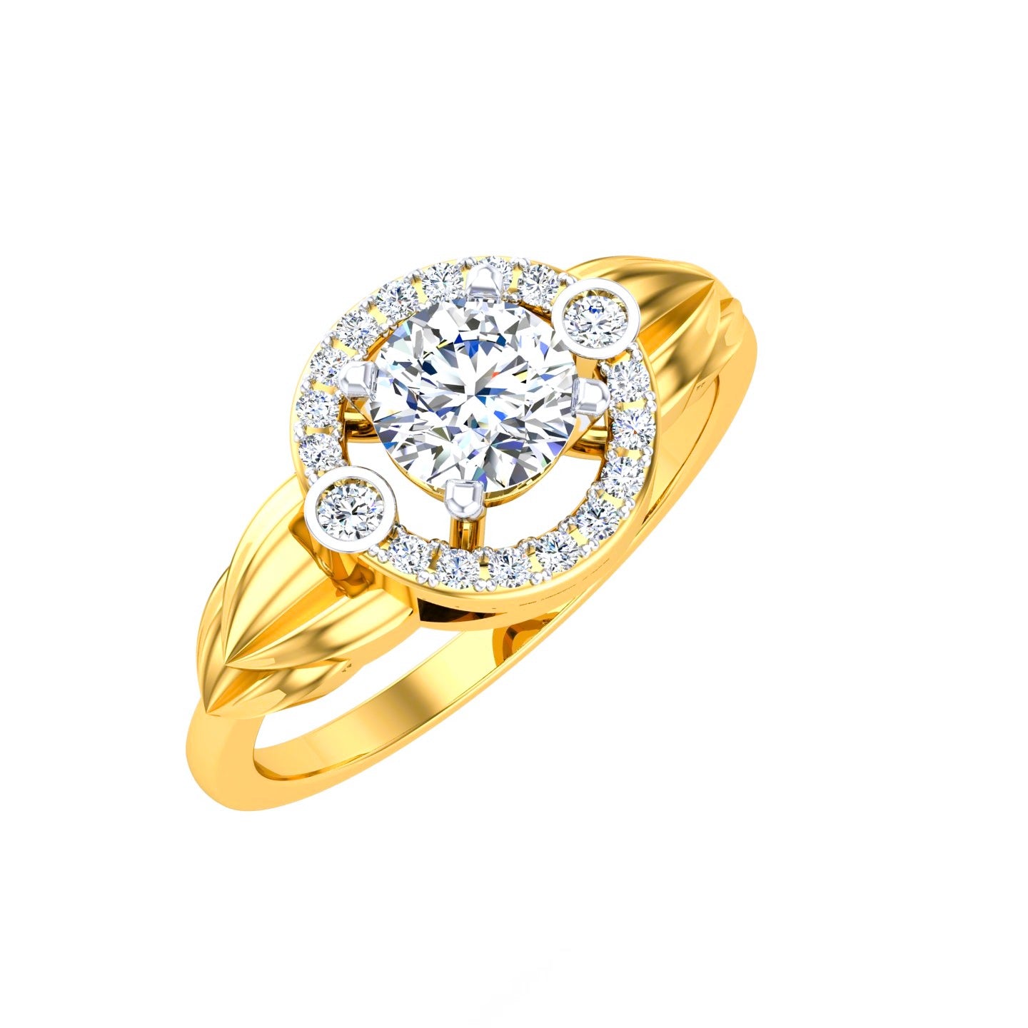 Aurora Halo Solitaire Ring