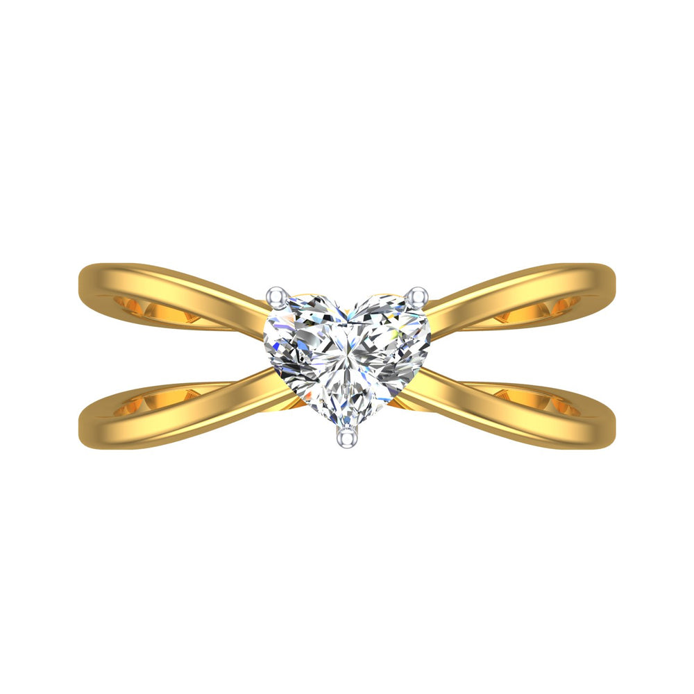 Heart Solitaire Twisted Shank Yellow Gold Ring.