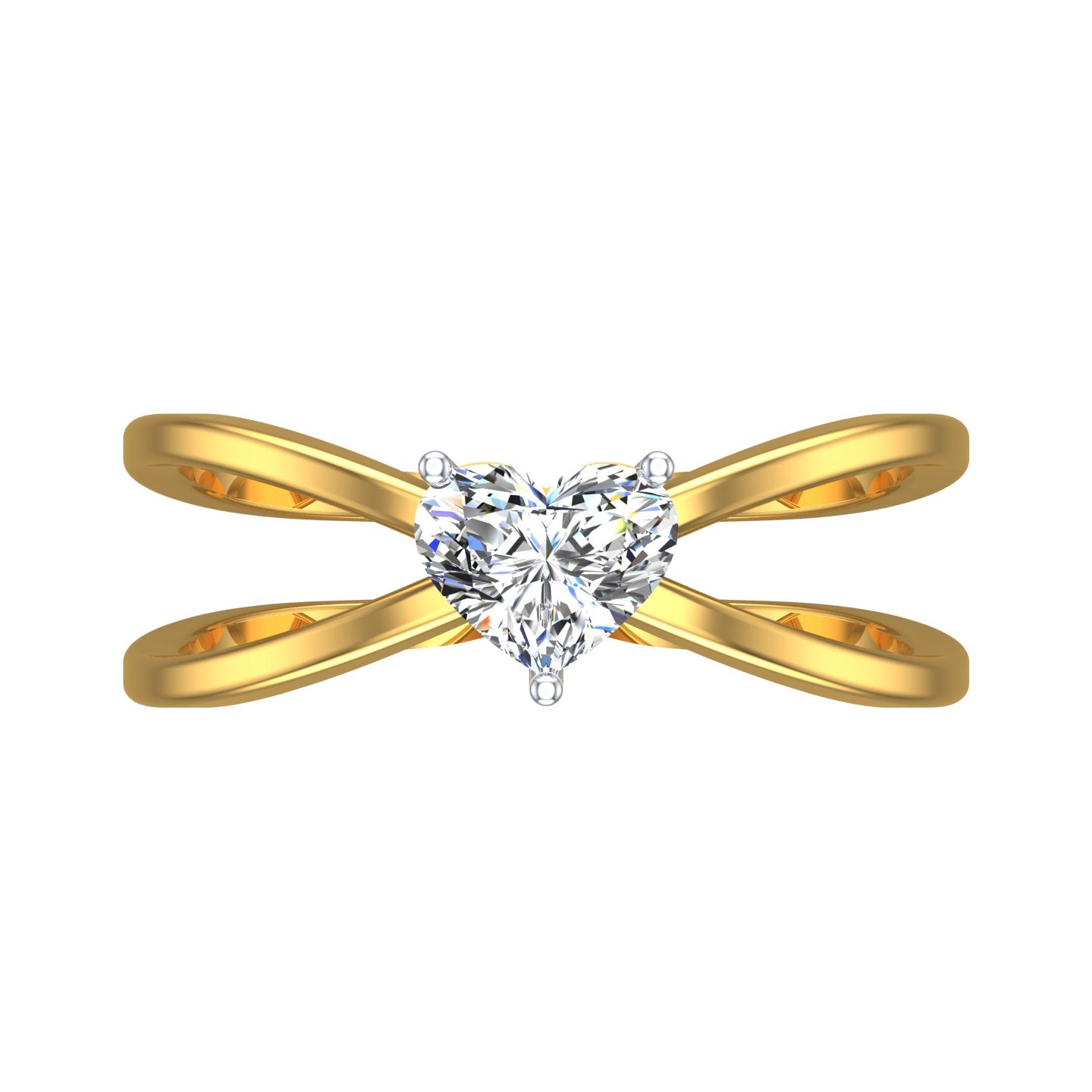 Heart Solitaire Twisted Shank Yellow Gold Ring.