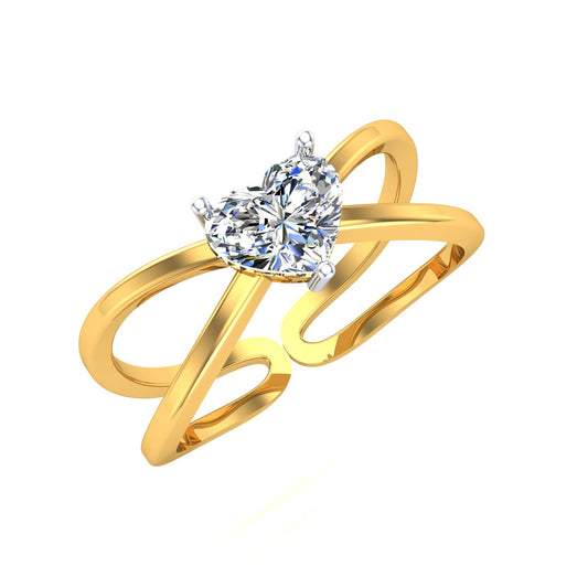 Heart Solitaire Twisted Shank Yellow Gold Ring.
