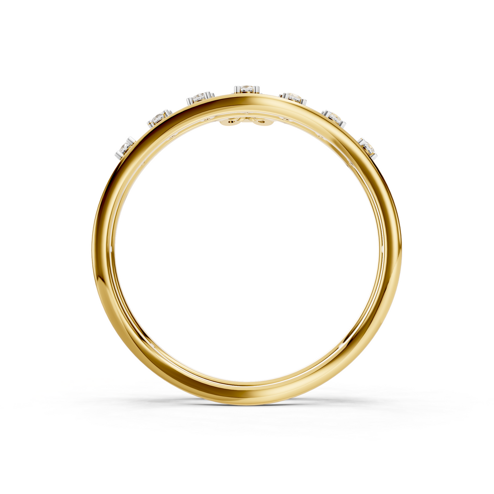 Floral Diamond Double Band Ring