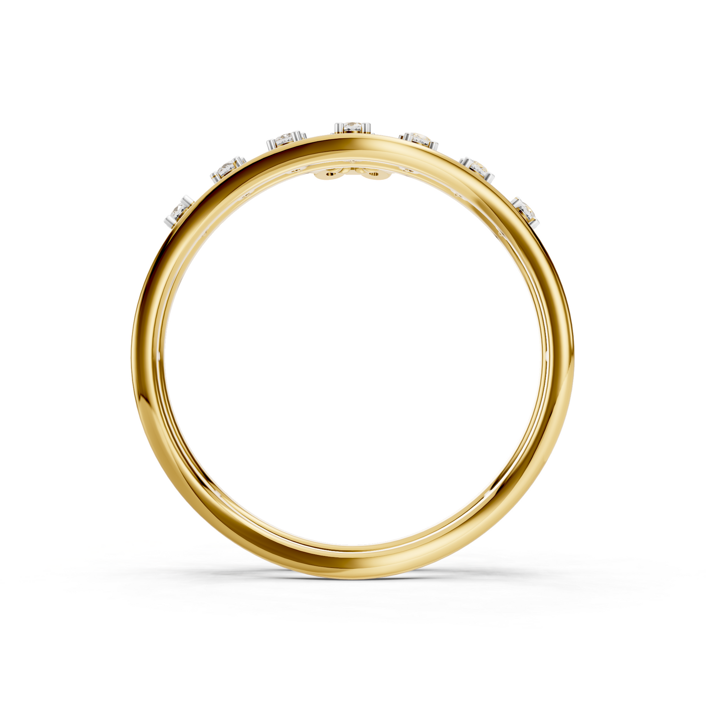 Floral Diamond Double Band Ring