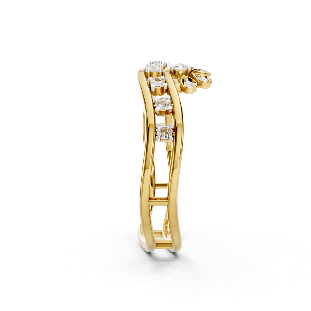 Floral Diamond Double Band Ring