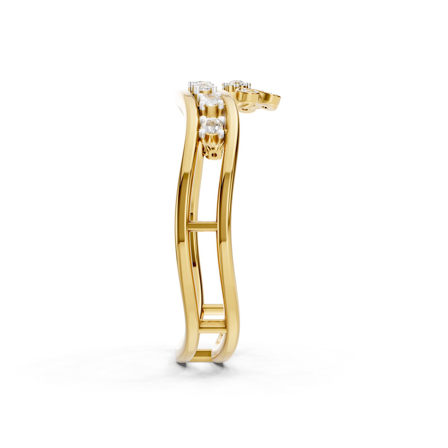 Floral Diamond Double Band Ring