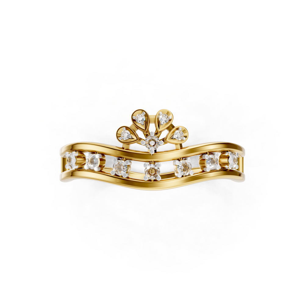 Floral Diamond Double Band Ring