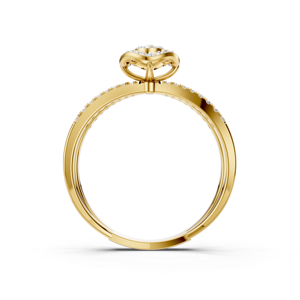 Double Halo Diamond Split Shank Ring