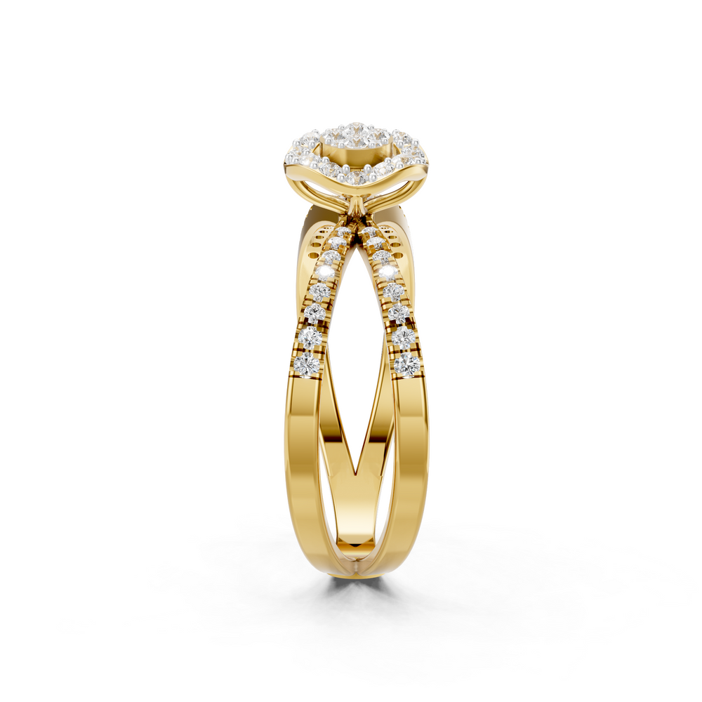 Double Halo Diamond Split Shank Ring