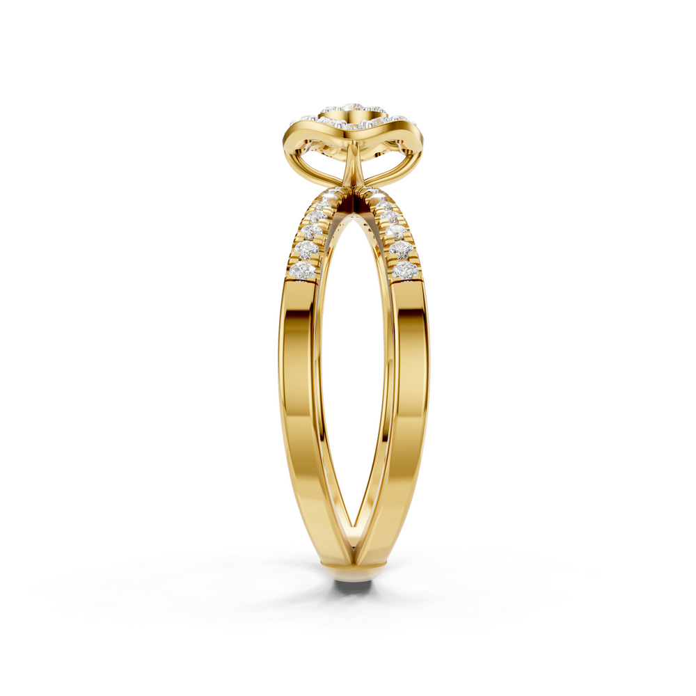 Double Halo Diamond Split Shank Ring