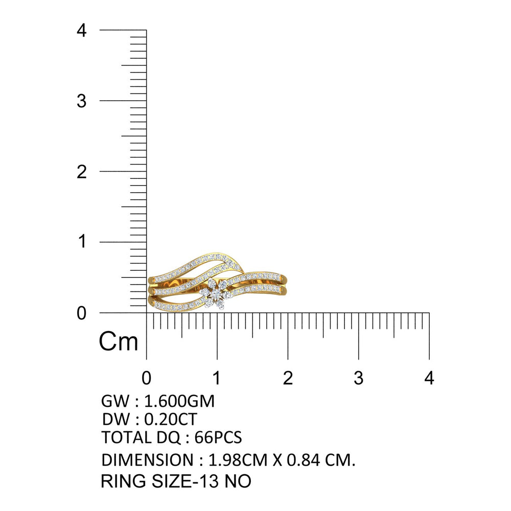 Diamond Floral Split Bypass Ring