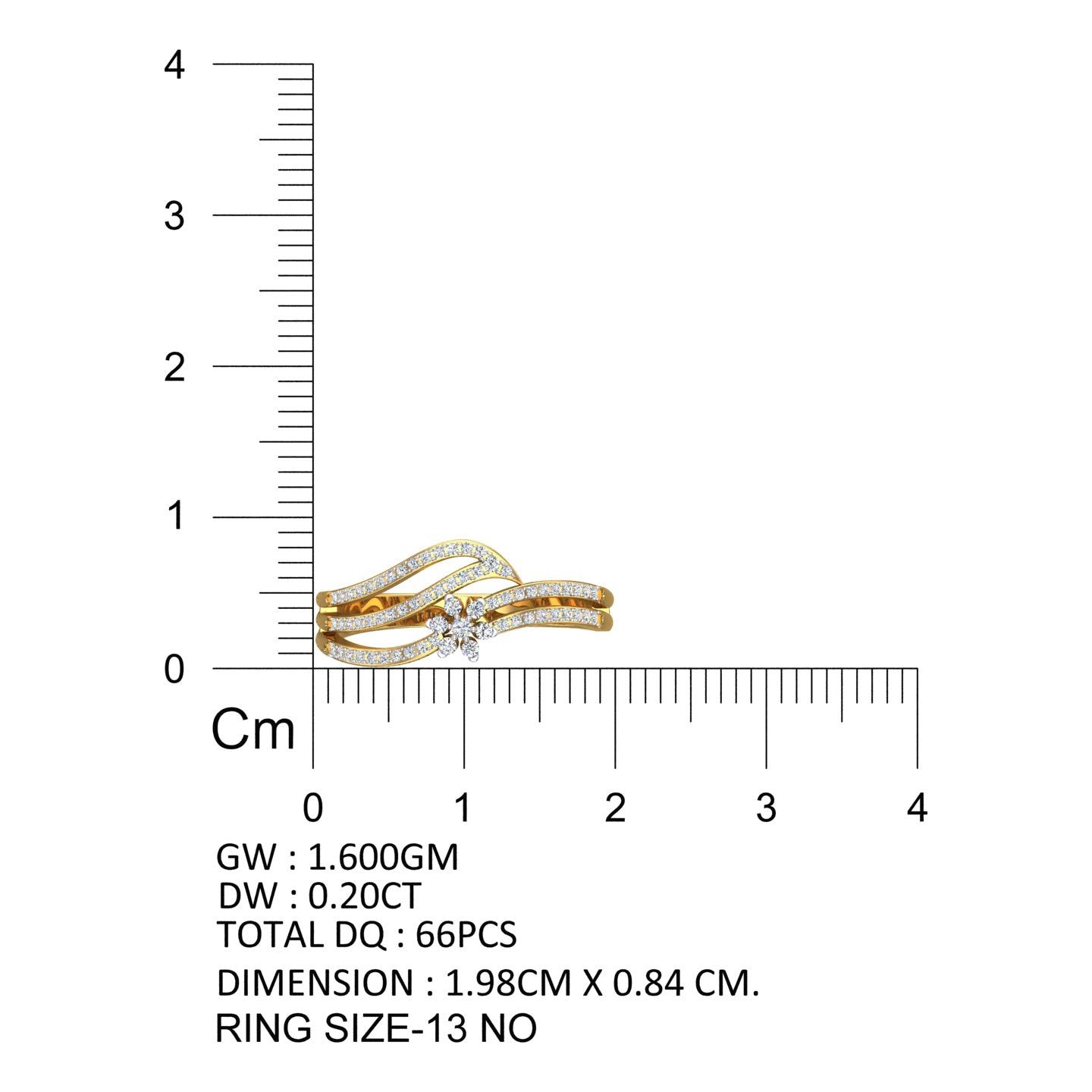 Diamond Floral Split Bypass Ring