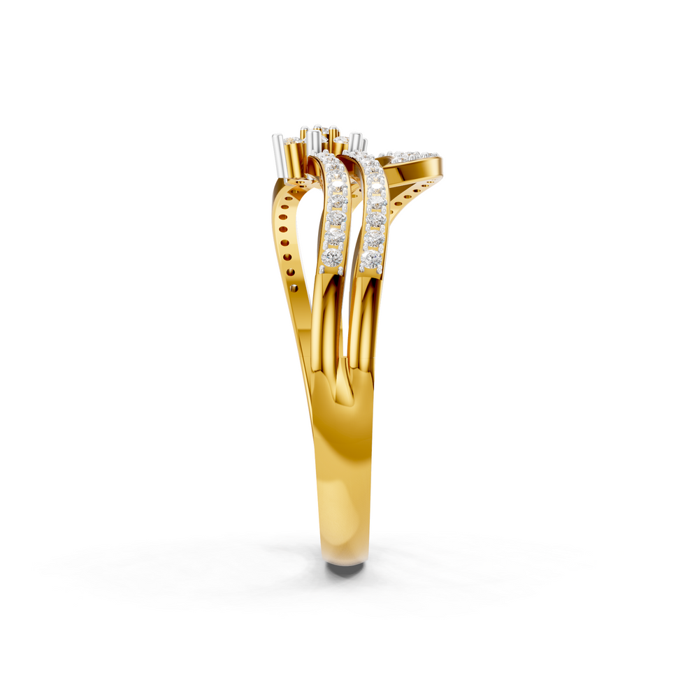 Diamond Floral Split Bypass Ring