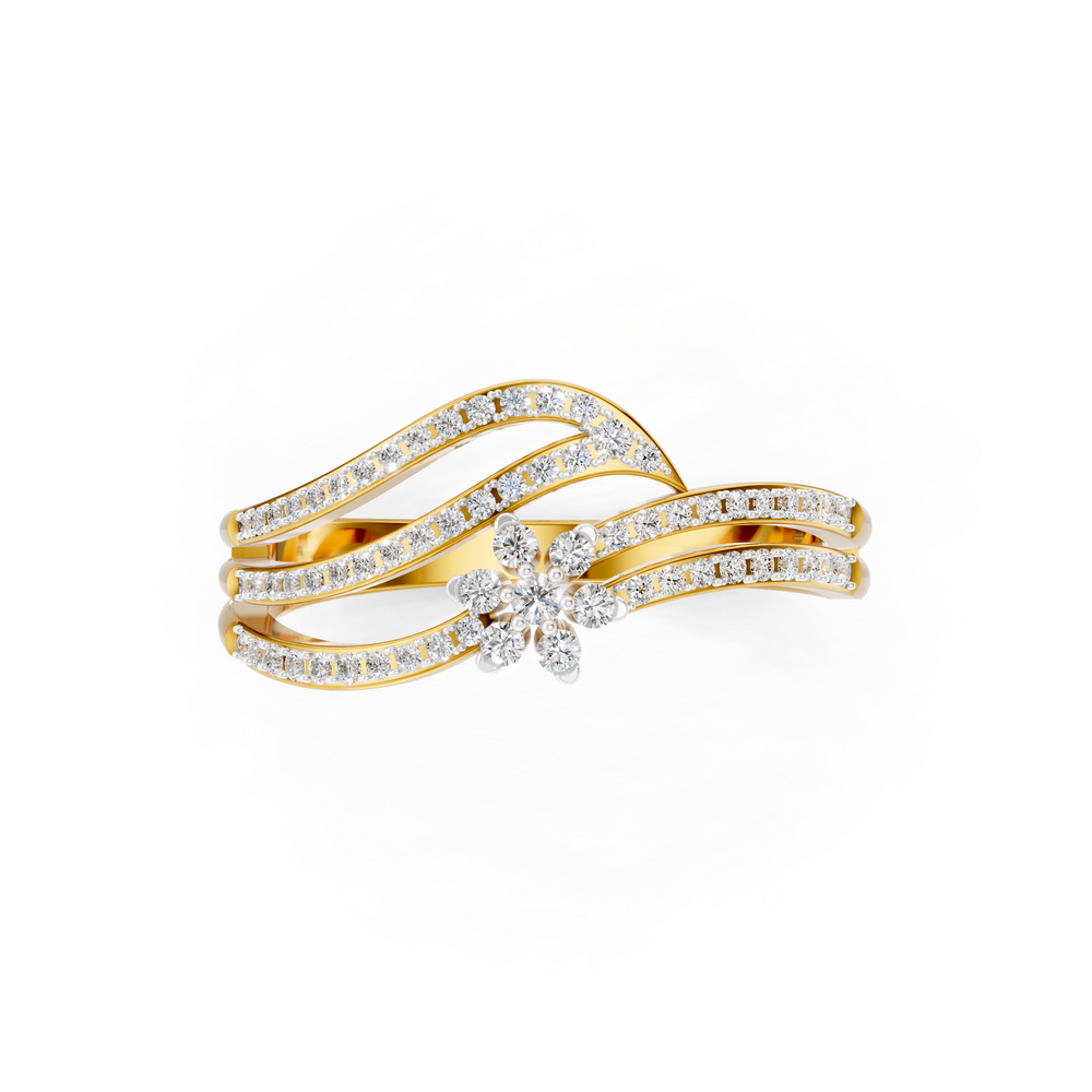 Diamond Floral Split Bypass Ring