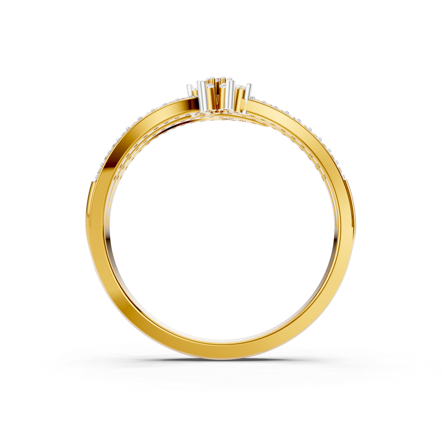 Diamond Floral Split Bypass Ring