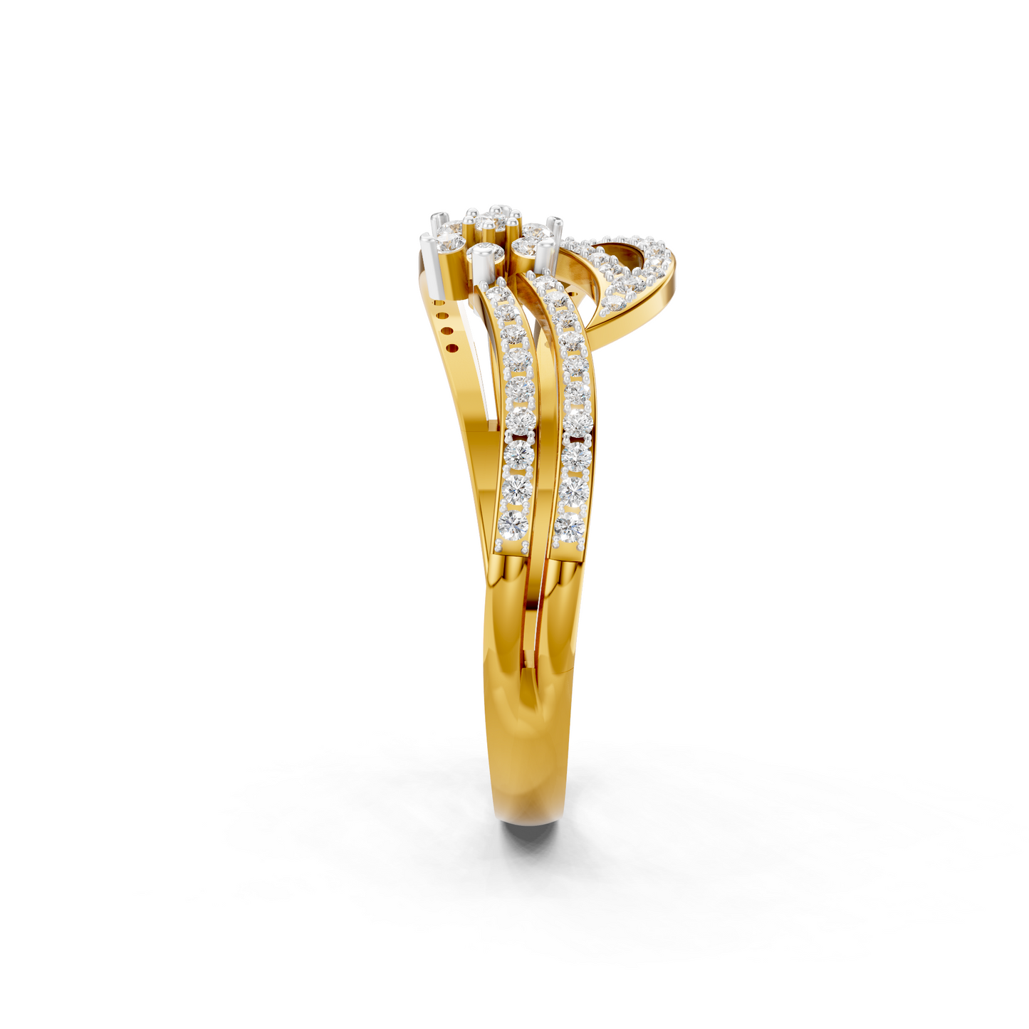 Diamond Floral Split Bypass Ring