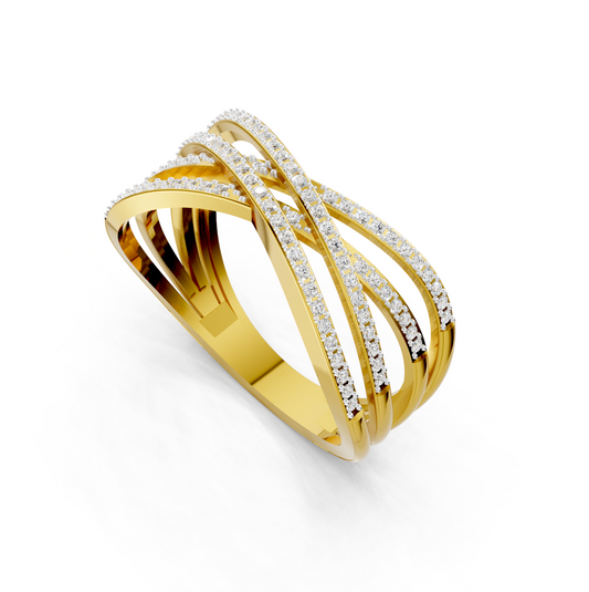 Diamond Multi Row Crossover Ring