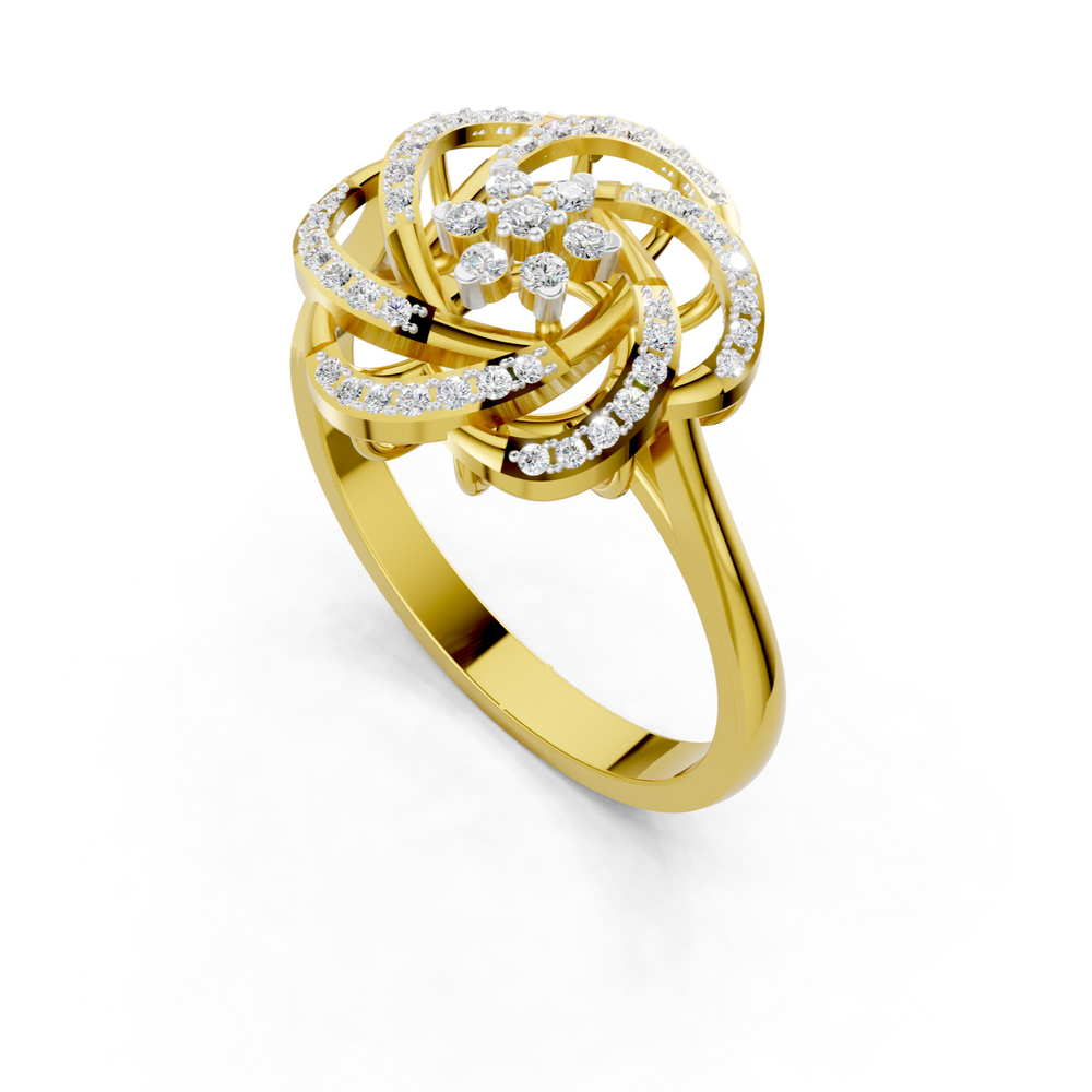 Diamond Floral Swirl Statement Ring